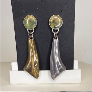 Vintage KC Gold and Silver Dangle Earrings